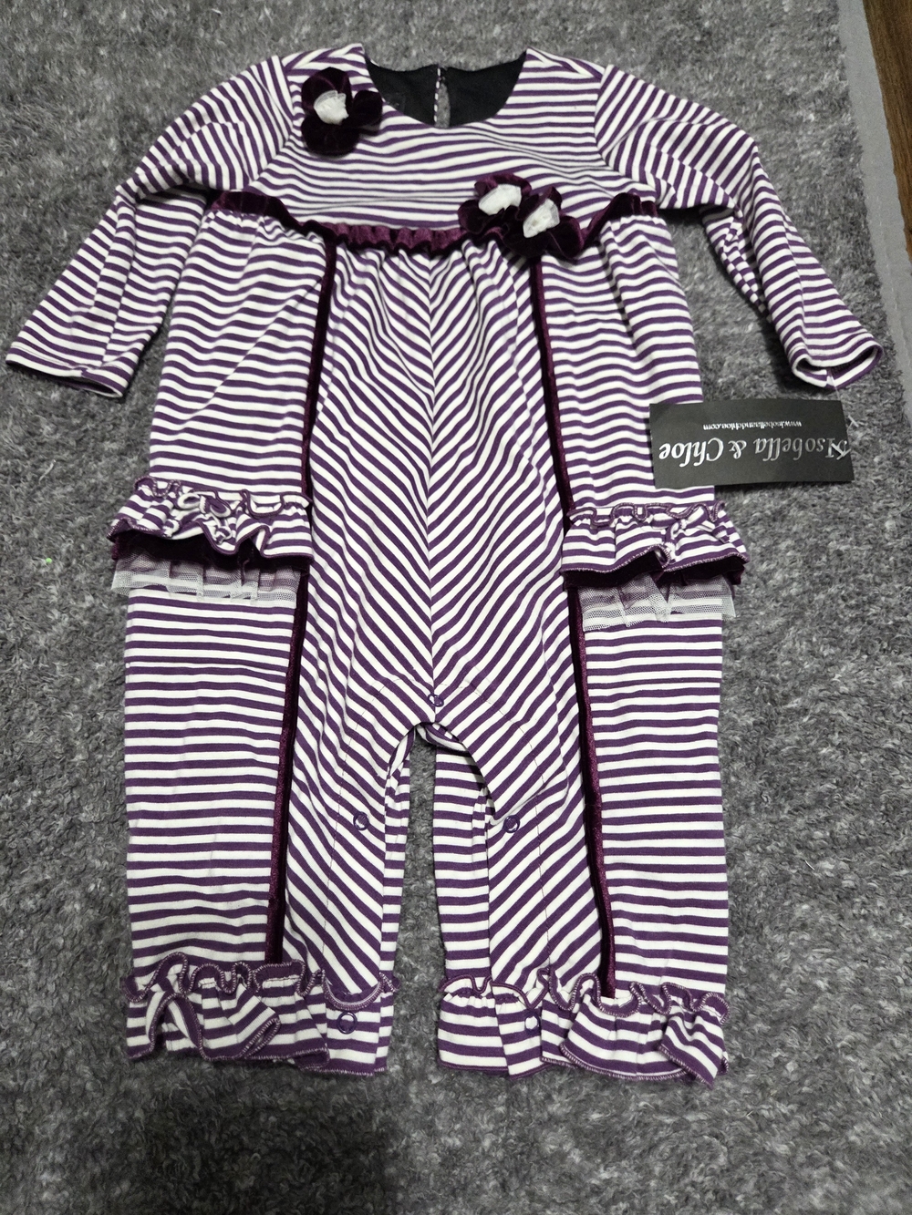 Striped Purple and White Ruffle One-Piece Set for Kids
